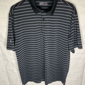 Nike Golf Fit Dry Pullover Short Sleeve Polo Black Striped Shirt Mens LArge Logo